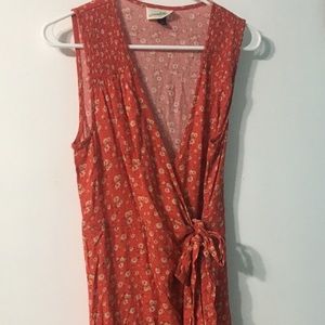 Orange floral wrap dress size S Universal Threads